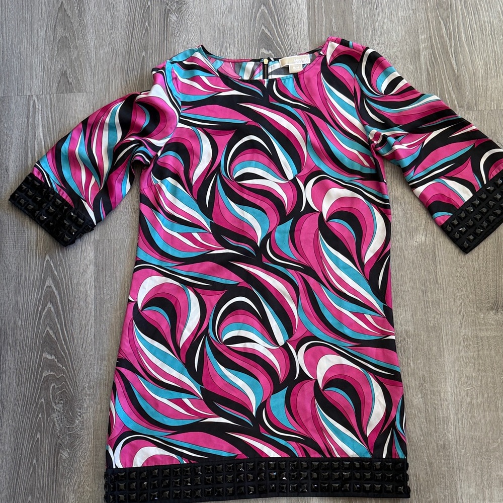 Michael Kors Pink and Teal Swirl Dress